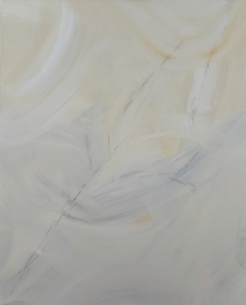 Emrging Lines - abstract painting with subtle gold and textured surface by Nicole Orive