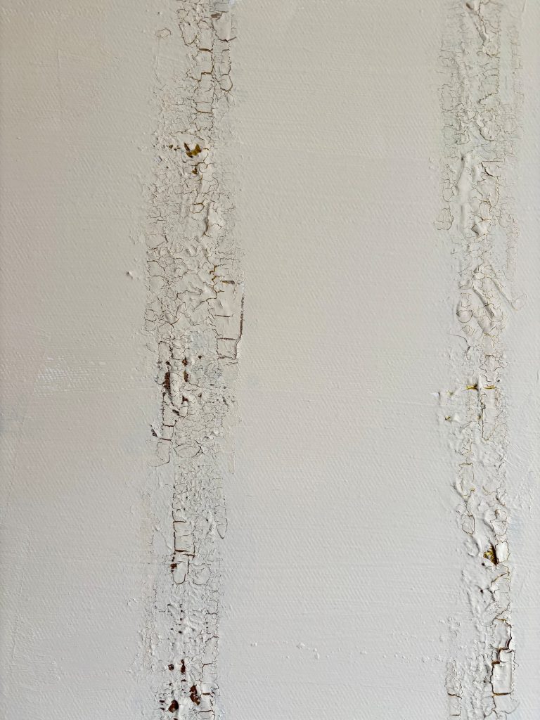 Fractured Stillness - abstract painting detail with subtle gold and textured surface by Nicole Orive